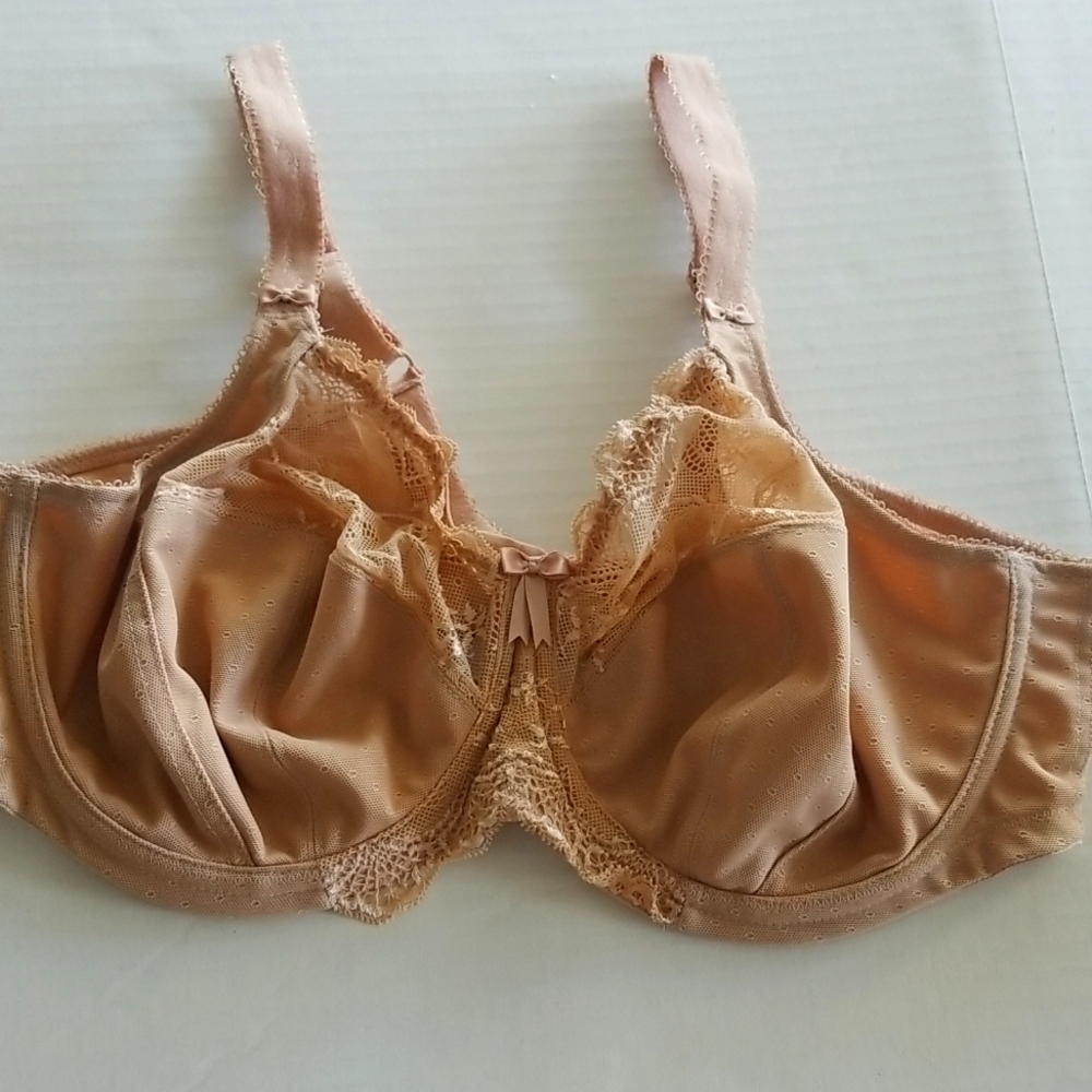 Elomi lace trim u/w bra beige US 38G new EL4440SAH